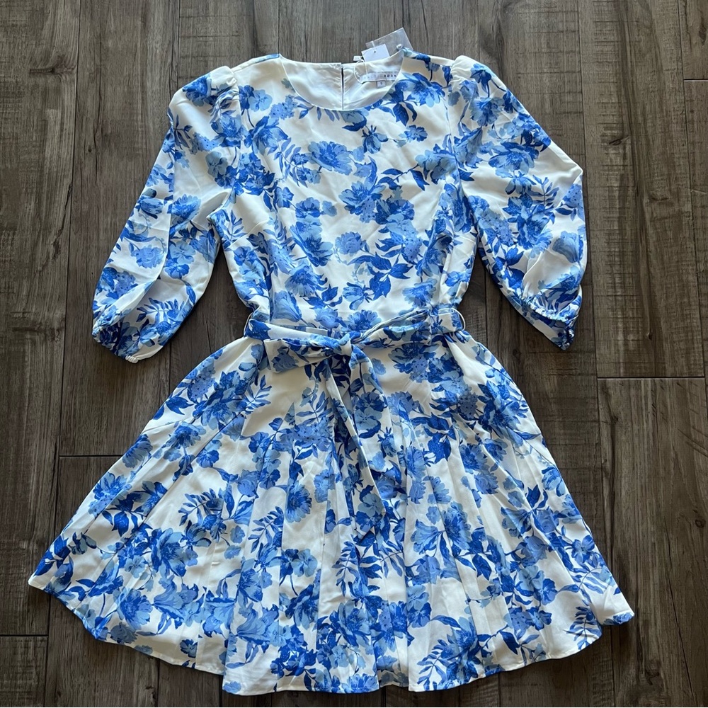 Baltic Born Elena Mini Dress French Blue Floral NWT Size Small